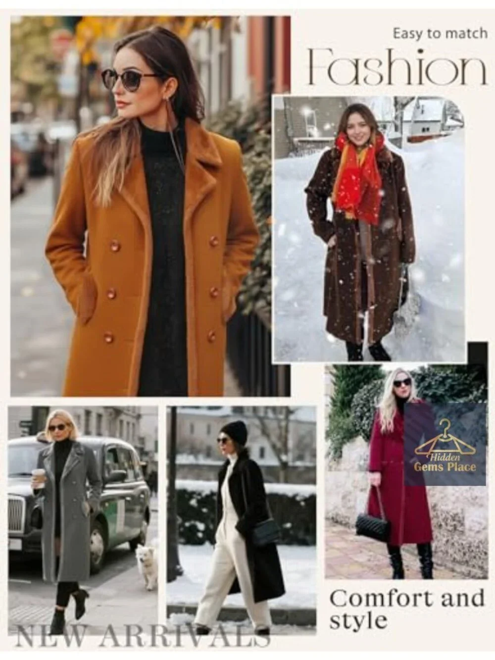 Women's Faux Fur Notched Lapel Double-Breasted Pea Coat Winter